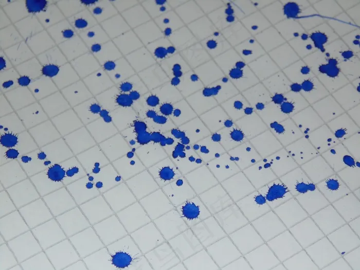 墨水渍，蓝色，数学笔记本