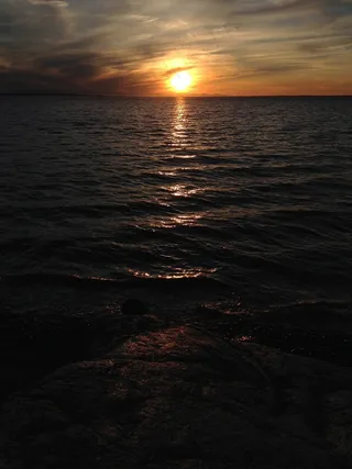 沧海，波浪，日落，黑暗，黄昏，抽象，平静