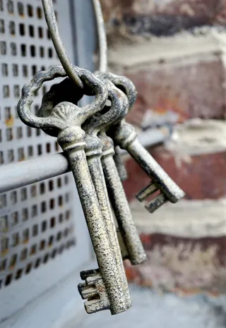 密钥，钥匙扣，老，金属，铁，关闭，安全