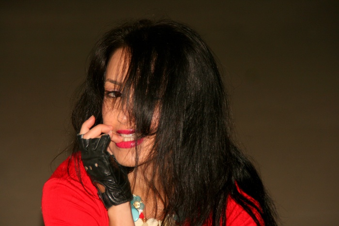 女孩，黑发，诱惑，肖像，，红色