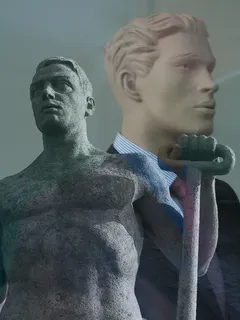 男子，工人，经纪人，娃娃，石头，雕像，工作