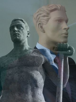 男子，工人，经纪人，娃娃，石头，雕像，工作