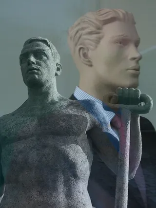 男子，工人，经纪人，娃娃，石头，雕像，工作