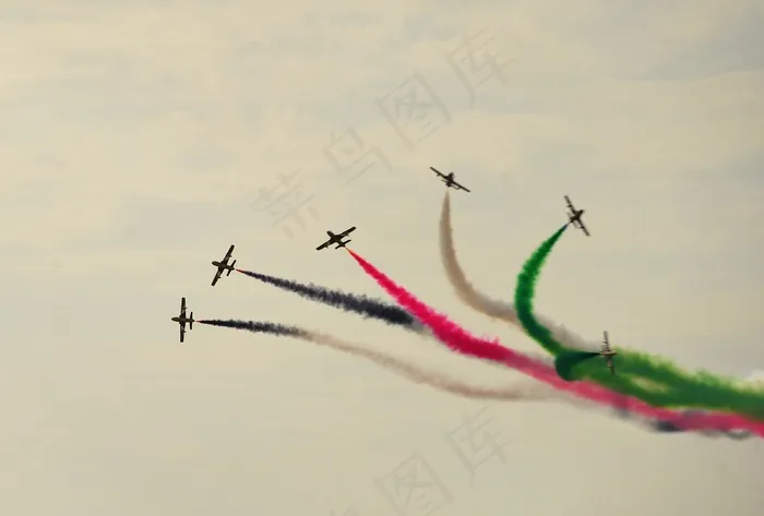 航展，烟，飞机，示范，表演，团队