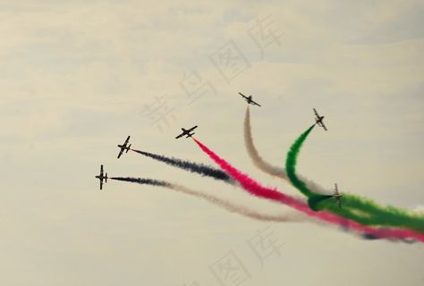 航展，烟，飞机，示范，表演，团队