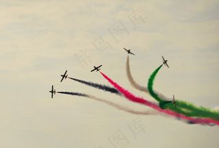 航展，烟，飞机，示范，表演，团队