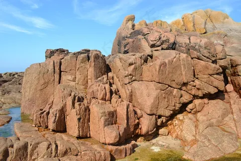 岩石，多岩石的海岸线，泽西岛，海峡群岛