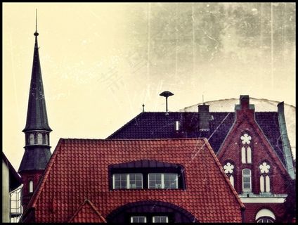 城市，房屋，屋顶，教堂，Diepholz，屋顶，建筑