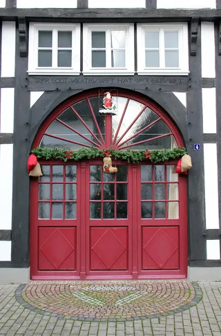 建筑，桁架，Fachwerkhaus，来临，圣诞节，装饰