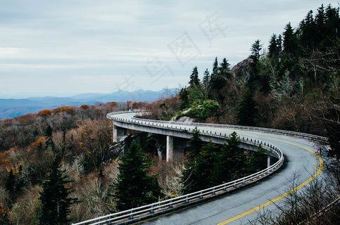 道路，绕组，街，桥，山，景观