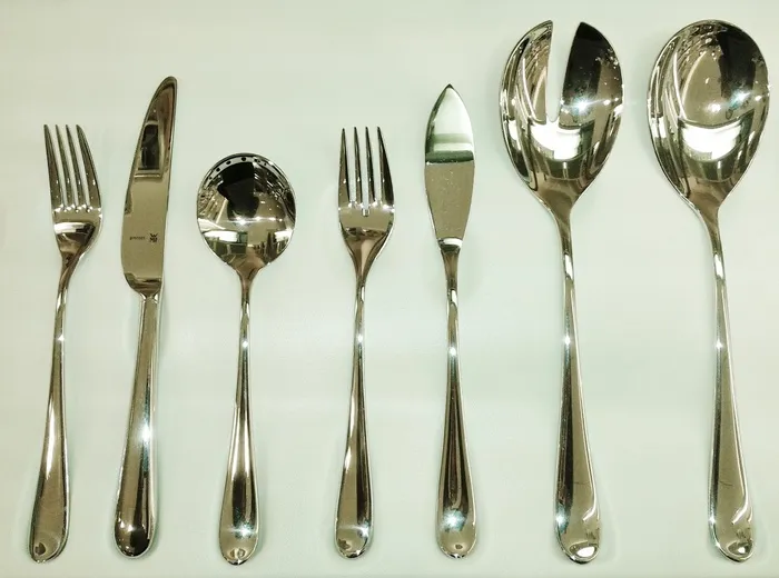 餐具，刀，叉，汤匙，吃，金属，银