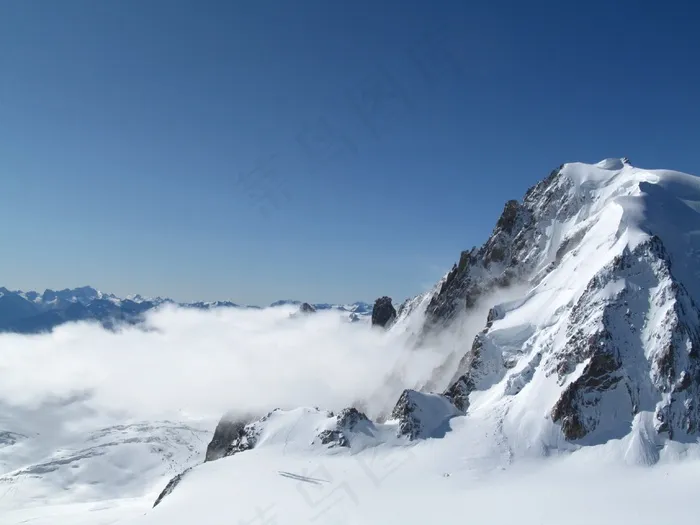 山，雪，冬天，雪山，景观