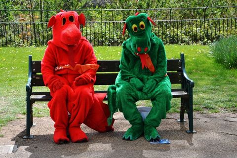 小丑，红色，绿色，可笑，马戏团，乐趣，幽默，假期