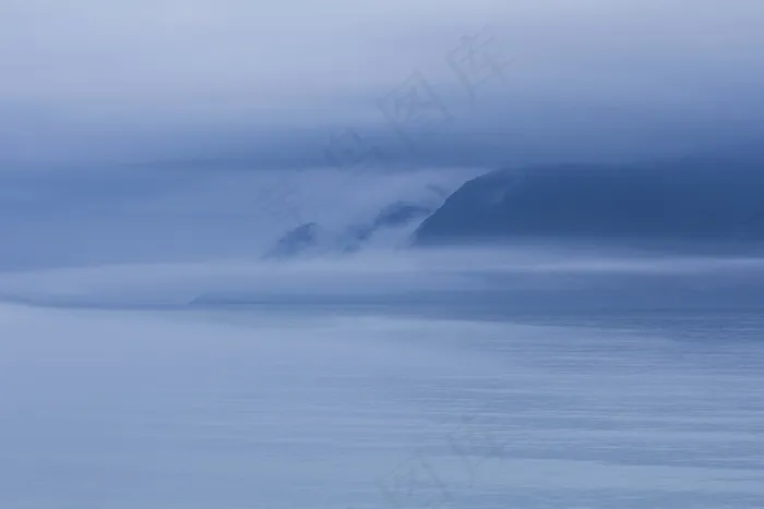 水，海洋，海，山，蓝色，冬季，雪，冷