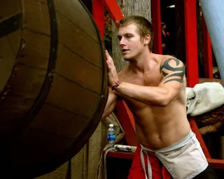 男人，文艺复兴时期的博览会，供应商，桶，光膀子