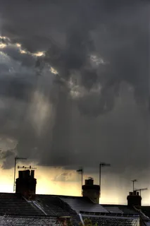 烟囱，天气，天空，云，屋顶，阳光