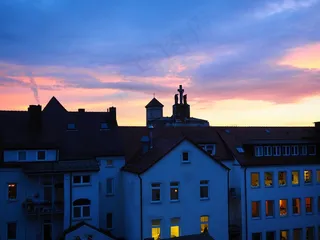 房屋，城市，生活，晚上，黑暗，灯光，窗户，热