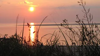 日落，太阳，海，水，博尔库姆，北海，橙色