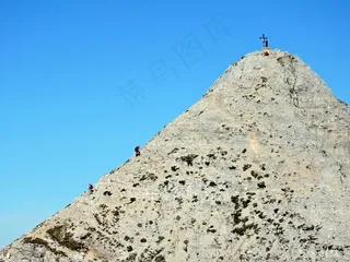 登山，顶部，攀岩，登山者，上游