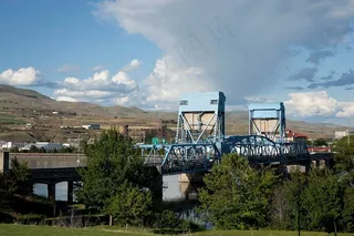 桥，爱达荷州，天空，云，架构，山