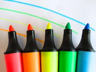 荧光笔，荧光笔，颜色，多彩