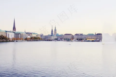 汉堡,阿尔斯特,水,Innenalster,德国,日落 汉堡,阿尔斯特,水,Innenalster,德国,日落