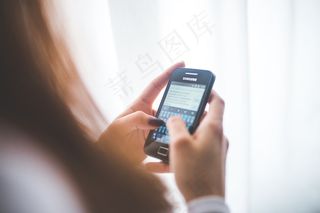 女孩，打字，类型，使用，使用，手机，电话