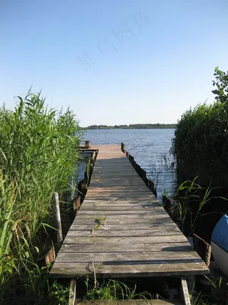 码头，湖，水，太阳，水域，木材