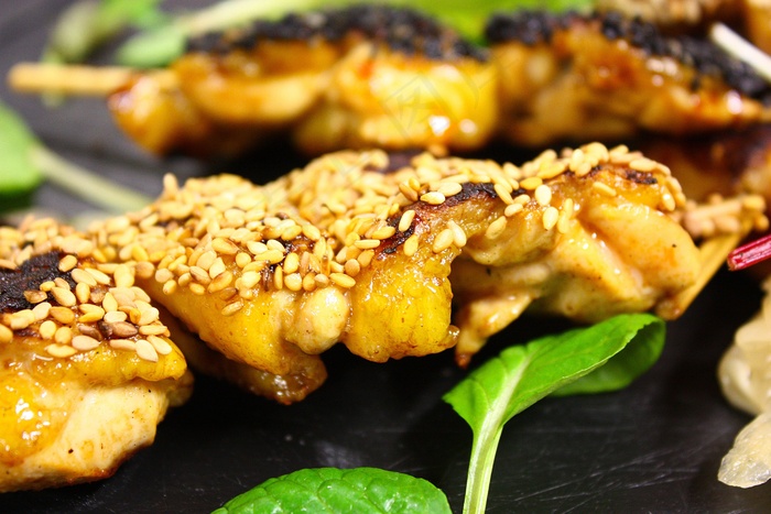 串，肉，杏仁，厨房，绿色，沙拉，吃