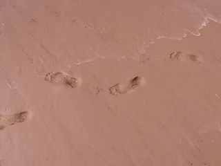 足迹，痕迹，沙滩，沙滩