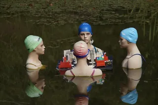 游泳，游泳者，水，池塘，湖泊，游泳帽，妇女