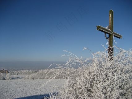 冬天，十字架，白霜