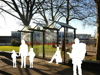 等待，巴士站，人的，剪影，示意图