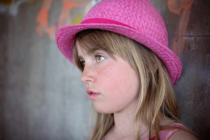 人，人的，儿童，女孩，帽子，脸，视图，肖像