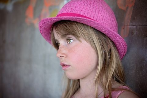 人，人的，儿童，女孩，帽子，脸，视图，肖像