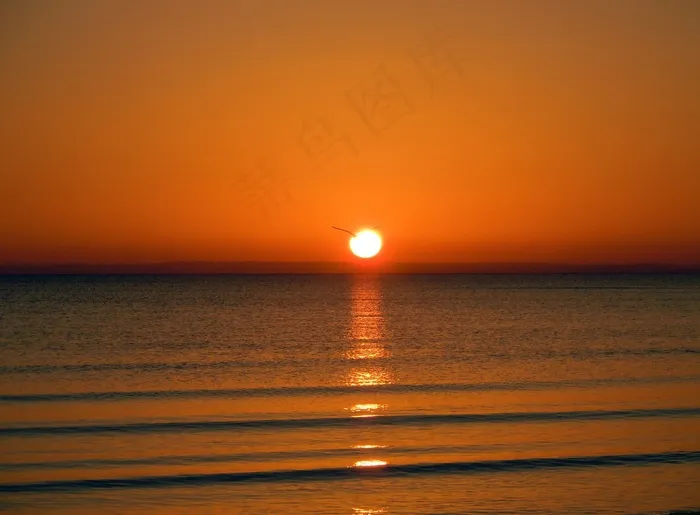 海上日出，浪漫，镜射