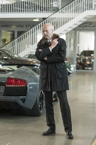 商人，大衣，汽车，兰博基尼，黑色，跑车