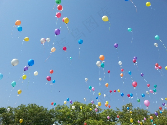 气球，气球，天空，幸福，庆典，颜色