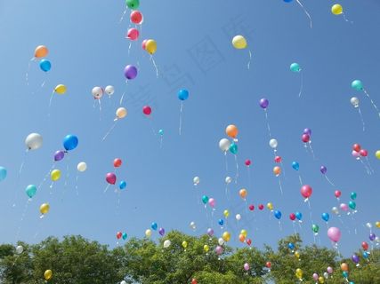 气球，气球，天空，幸福，庆典，颜色