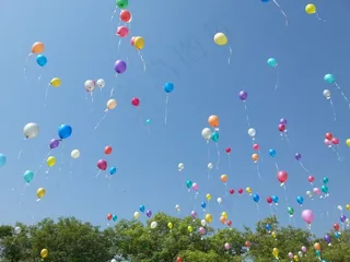 气球，气球，天空，幸福，庆典，颜色