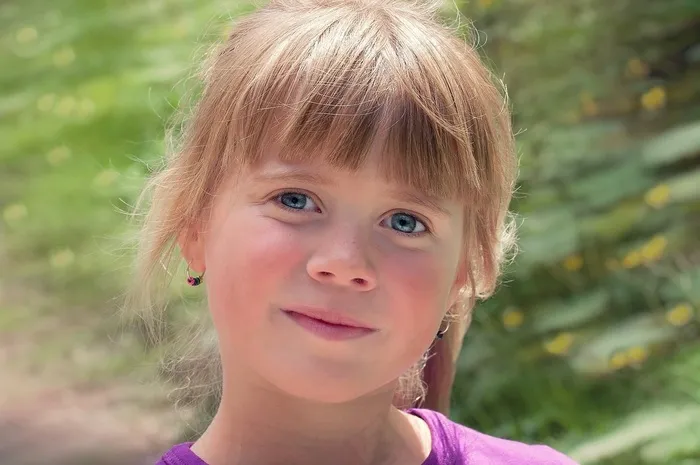 人，人的，儿童，女孩，金发，出，肖像，关闭
