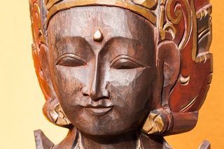 脸，雕刻，饰品，守护神，巴厘岛，木材