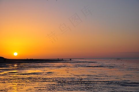 屏幕截图,灯,海洋,天空,台式电脑,在德国库克斯港的日落