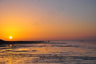 屏幕截图,灯,海洋,天空,台式电脑,在德国库克斯港的日落