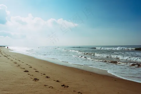 海洋,天空,湖泊,婚纱写真,风景,沙滩足迹步骤