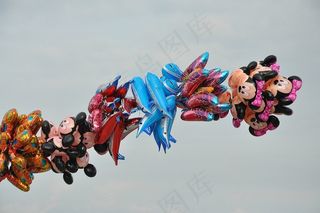 气球，色彩艳丽，颜色，黄色，橙色，蓝色，绿色