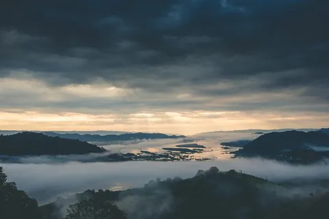 大自然,日落,黄昏,云团,山,高峰,夏天 大自然,日落,黄昏,云团,山,高峰,夏天