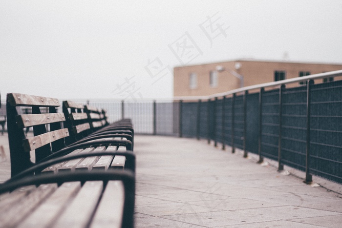 现场，空，清晨，寒冷，长凳，公园