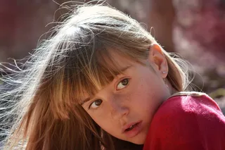 人的，孩子，女孩，脸，视图，金发，长长的头发