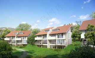 半独立式住宅，别墅，渲染，可视化